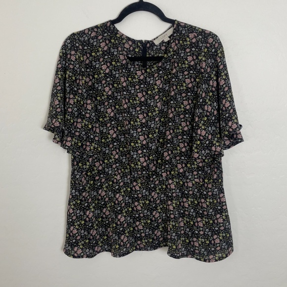 ⭐️Loft Floral Classy Peplum Boho Chic Glam Work Business Party Chic Blouse Top - Picture 4 of 8
